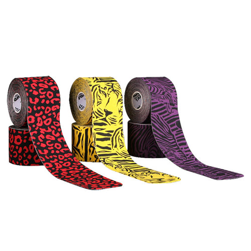 3-pack ARES Kinesiology Amazon Tape (Leopard Red, Zebra Purple and Tiger Yellow)