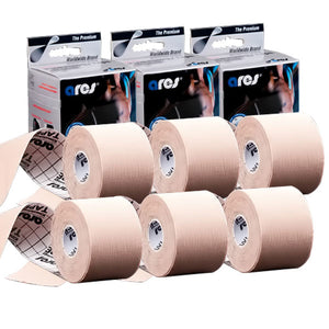 6-Pack ARES Kinesiology Premium Tape BEIGE 2 in x 16.5 ft